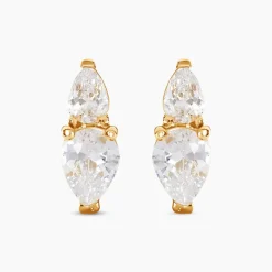 Boucles D'oreilles Puces Timeus Or Jaune Oxyde De Zirconium