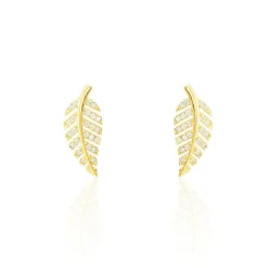 Boucles D'oreilles Puces Tourkia Or Jaune Oxyde De Zirconium