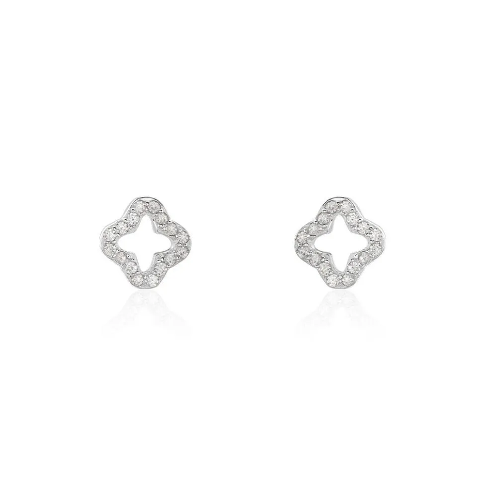 Boucles D'oreilles Puces Tully Argent Blanc Oxyde De Zirconium