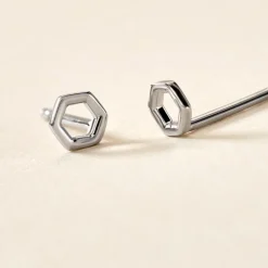 Boucles D'oreilles Puces Ulima Argent Blanc