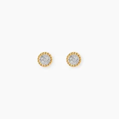 Boucles D'oreilles Puces Vaina Or Jaune Diamant