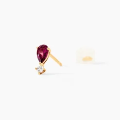 Boucles D'Oreilles Puces Valora Or Jaune Rhodolite Oxyde De Zirconium