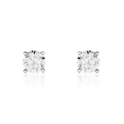 Boucles D'oreilles Puces Victoria Or Blanc Diamant
