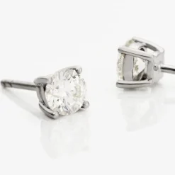 Boucles D'oreilles Puces Victoria Or Blanc Diamant