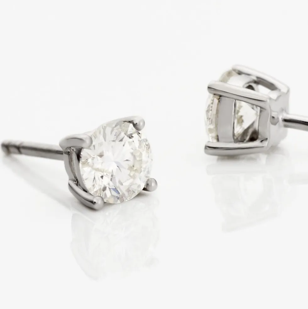 Boucles D'oreilles Puces Victoria Or Blanc Diamant