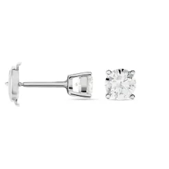 Boucles D'oreilles Puces Victoria Or Blanc Diamant