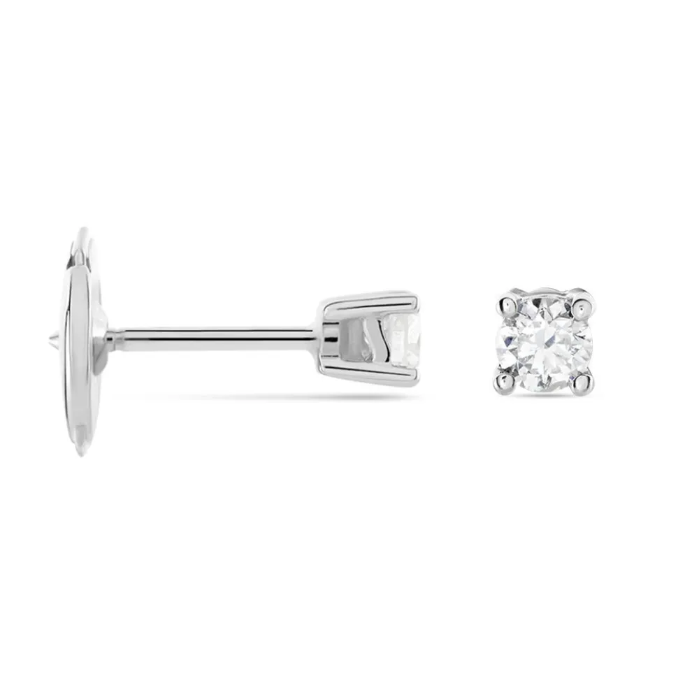 Boucles D'oreilles Puces Victoria Or Blanc Diamant