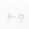 Boucles D'oreilles Puces Vittorio Argent Blanc Perle De Culture