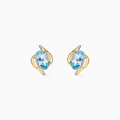 Boucles D'oreilles Puces Vrille Ovale Or Jaune Topaze