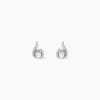 Boucles D'oreilles Puces Vrille Accompagnee Or Blanc Diamant