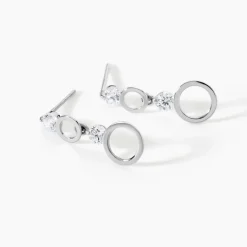 Boucles D'oreilles Puces Wynona Or Blanc Oxyde