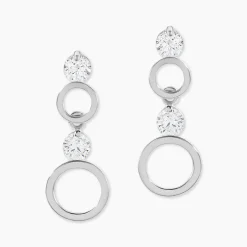 Boucles D'oreilles Puces Wynona Or Blanc Oxyde