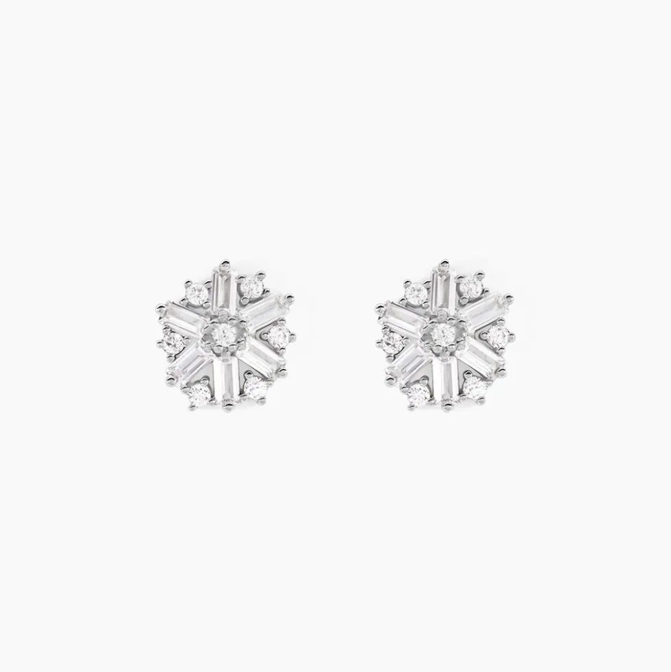 Boucles D'oreilles Puces Ysatis Argent Blanc Oxyde De Zirconium