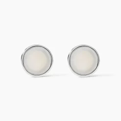 Boucles D'oreilles Puces Zealie Argent Blanc Nacre