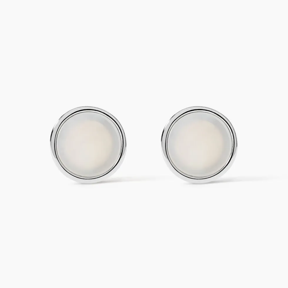 Boucles D'oreilles Puces Zealie Argent Blanc Nacre