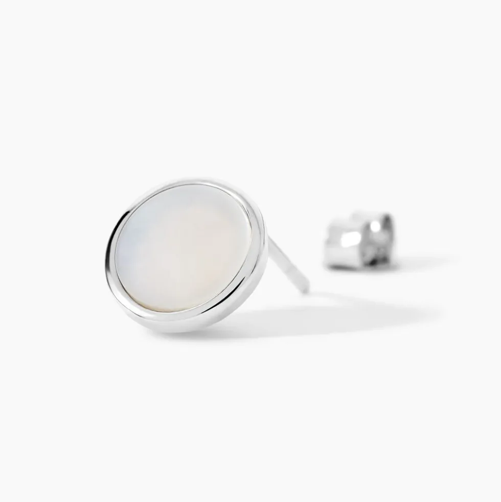 Boucles D'oreilles Puces Zealie Argent Blanc Nacre
