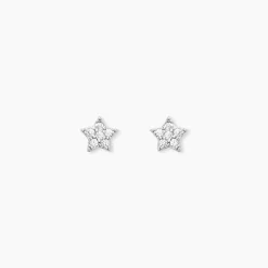Boucles D'oreilles Puces Ziya Argent Blanc Oxyde De Zirconium