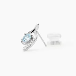 Boucles D'oreilles Sagesse Or Blanc Topaze Oxyde