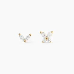 Boucles D'Oreillesucles D'Oreilles Dépareillées Balazs Or Jaune Oxyde De Zirconium