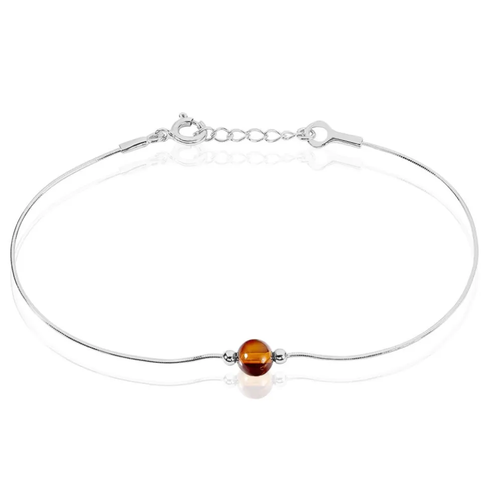 Bracelet Argent Blanc Katoucha Ambre
