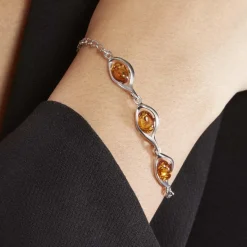 Bracelet Argent Blanc Mounyaae Ambre