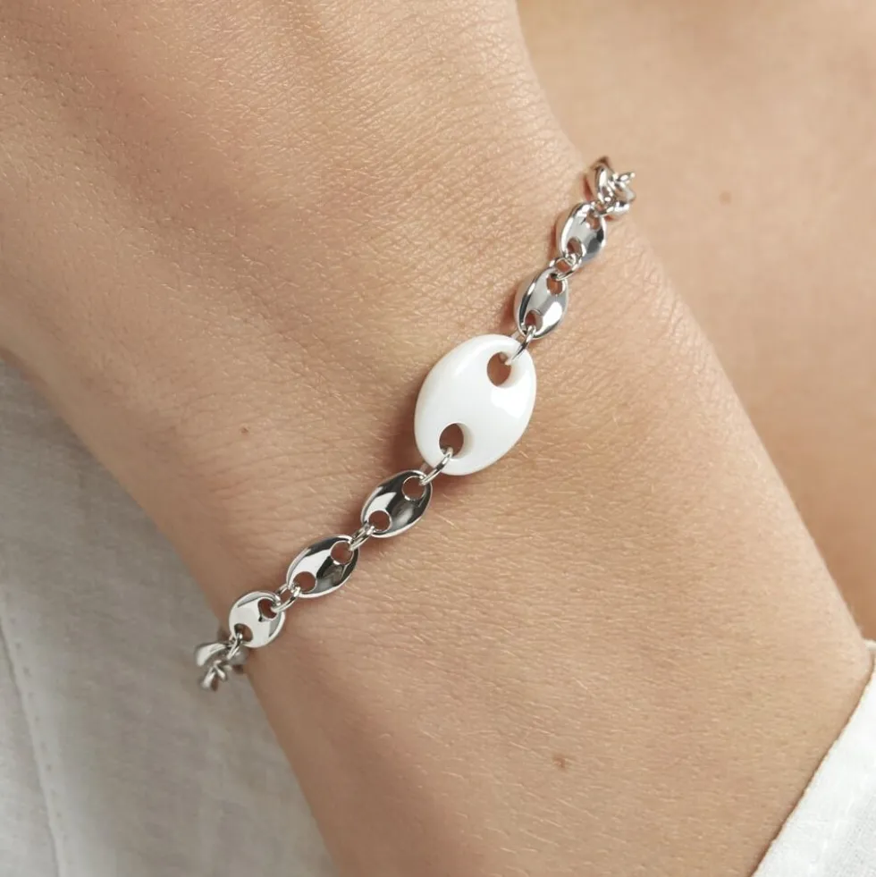 Bracelet Ashoka Argent Blanc Céramique