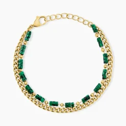Bracelet Athena Acier Doré Malachite