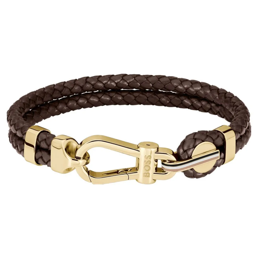 Bracelet Boss Ares Prime Cuir De Veau Marron