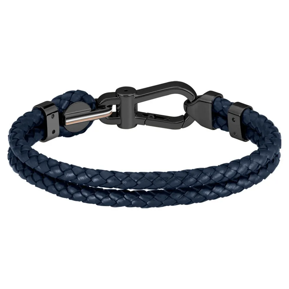 Bracelet Boss Ares Prime Cuir De Veau Bleu