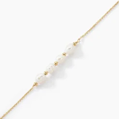 Bracelet Bron Or Jaune Perle De Culture