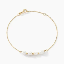 Bracelet Bron Or Jaune Perle De Culture