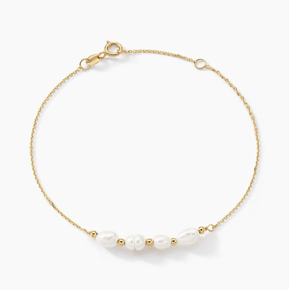 Bracelet Bron Or Jaune Perle De Culture