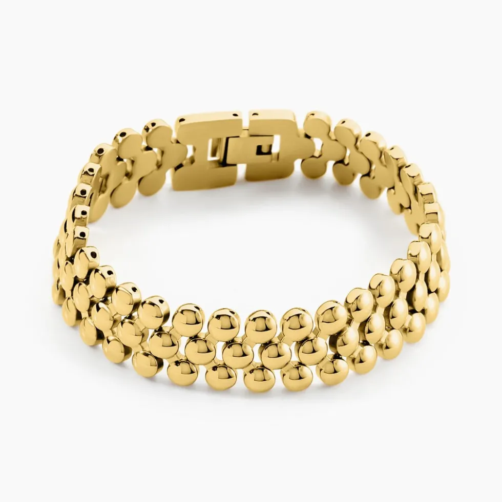Bracelet Bulle Doree Acier Jaune