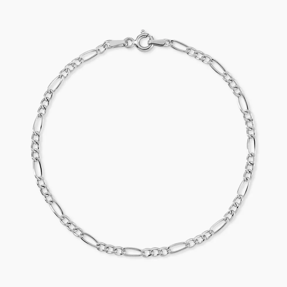 Bracelet Cameo Maille Alternee 1/3 Or Blanc