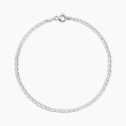 Bracelet Capucin Or Blanc Maille Marine Plate