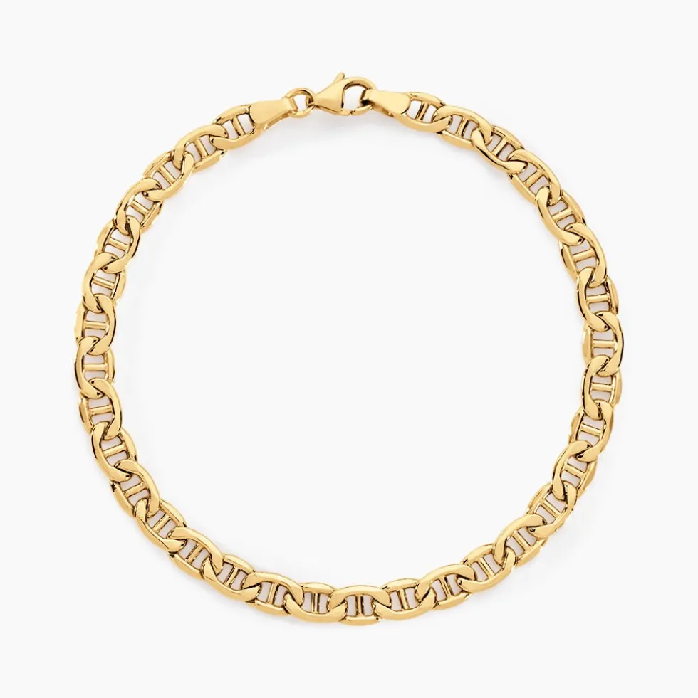 Bracelet Capucin Or Jaune Maille Marine Plate