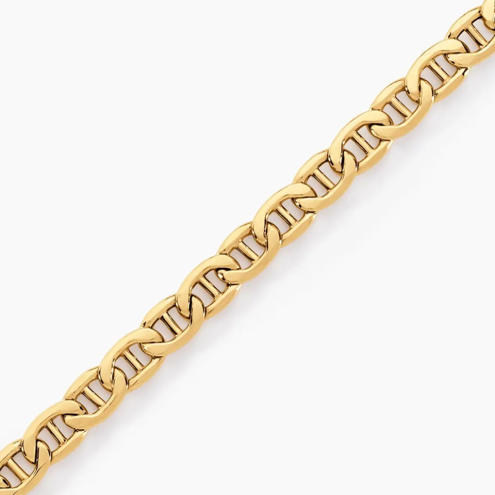 Bracelet Capucin Or Jaune Maille Marine Plate