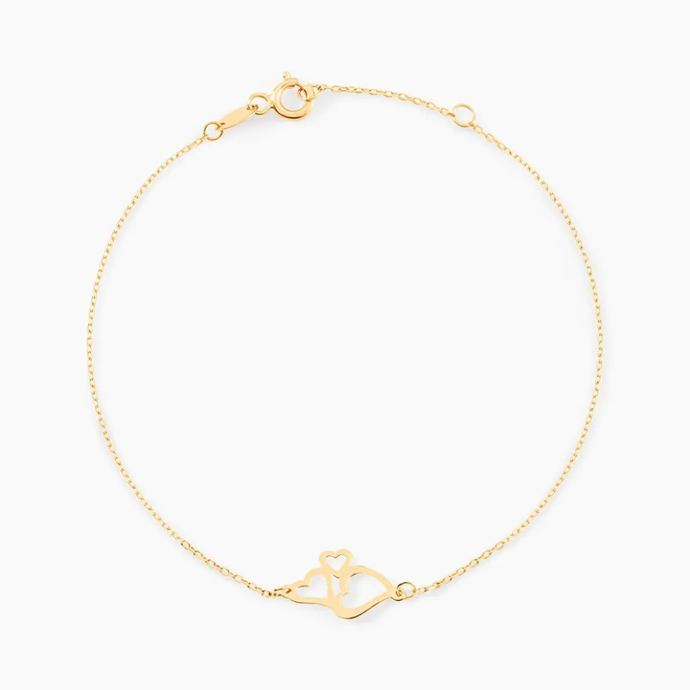 Bracelet Corazones Or Jaune