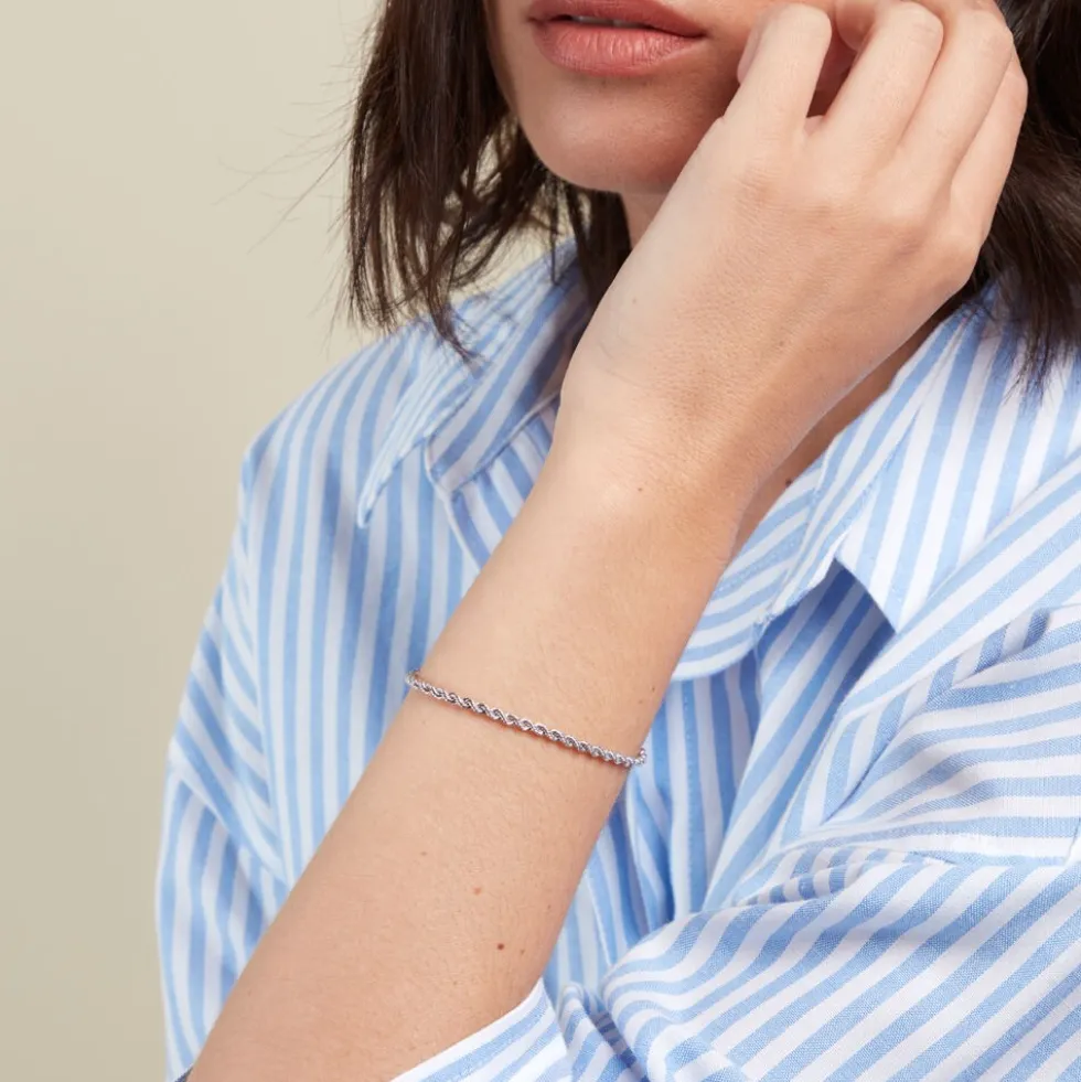 Bracelet Cordelia Maille Corde Or Blanc