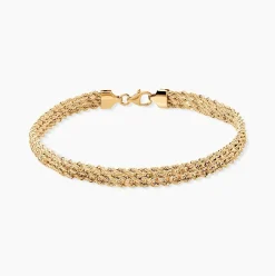 Bracelet Cordelia Maille Corde 3 Rangs Or Jaune