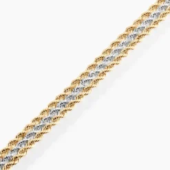 Bracelet Cordelia Maille Corde 3 Rangs Or Bicolore