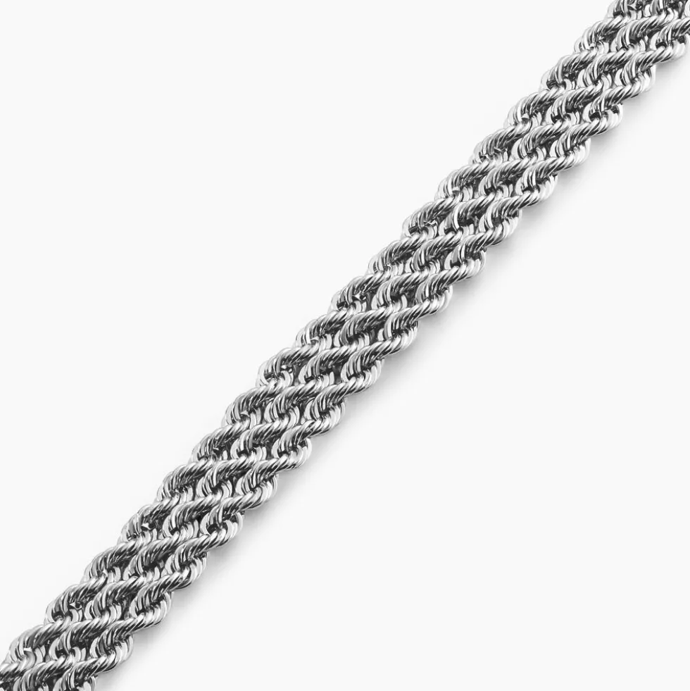 Bracelet Cordelia Maille Corde 3 Rangs Or Blanc