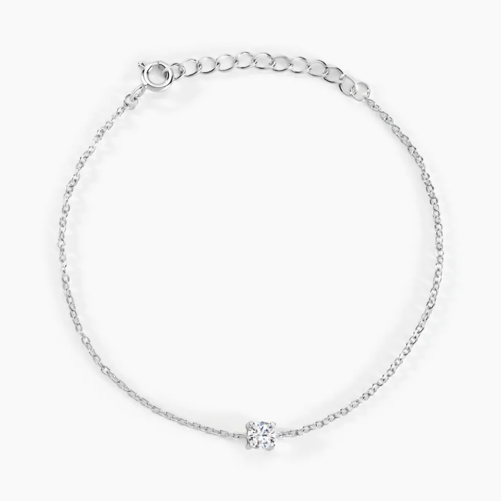 Bracelet Court Argent Blanc Lylwenn Oxyde De Zirconium