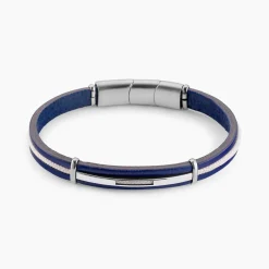 Bracelet Cuir De Vache Bleu
