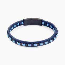 Bracelet Cuir De Vache Bleu