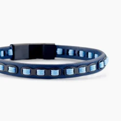 Bracelet Cuir De Vache Bleu