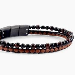 Bracelet Cuir De Vache Marron Oeil De Tigre