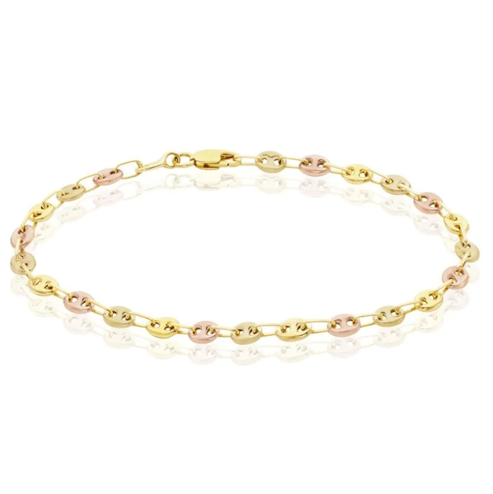 Bracelet Dami Maille Grain De Cafe Or Tricolore
