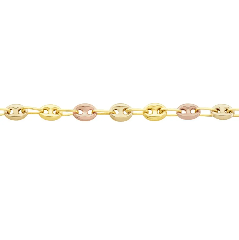 Bracelet Dami Maille Grain De Cafe Or Tricolore