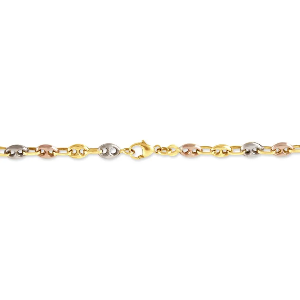 Bracelet Dami Maille Grain De Cafe Or Tricolore